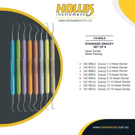 Hawk Dental 8-Piece Standard Gracey Curette Set Australia