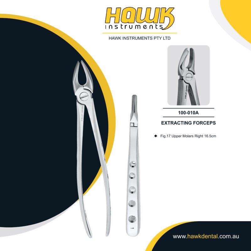 Hawk Instruments Upper Right Molar Extraction Forceps for controlled and precise tooth removal in Australia