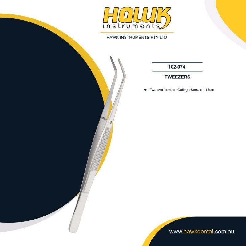 Hawk Instruments Dental Serrated College Tweezer Australia