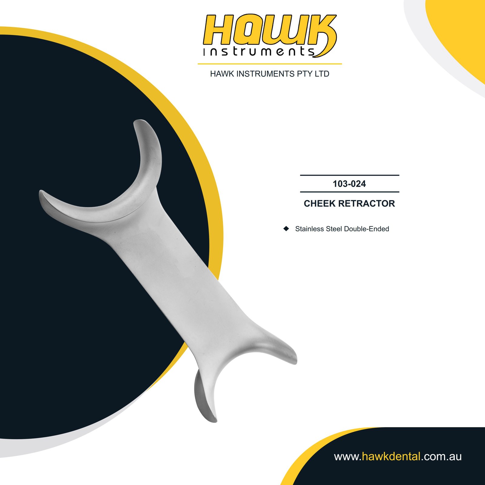 103-024 Stainless Steel Double-Ended Cheek Retractor - Image 1