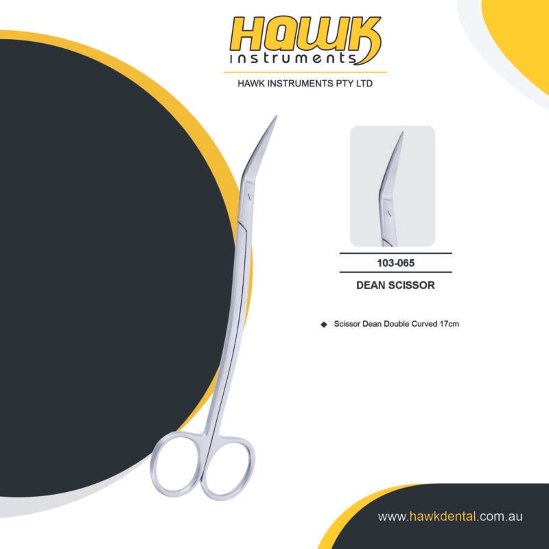 Hawk Dental Dean Double Curved Scissor 17cm Australia