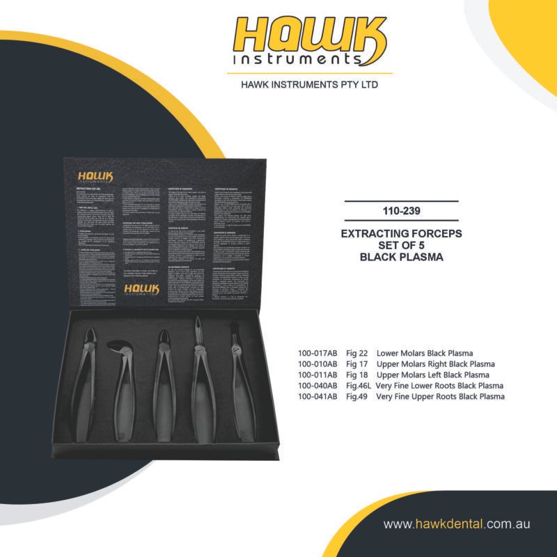 Hawk Dental 5-piece adult dental extraction forceps set Australia