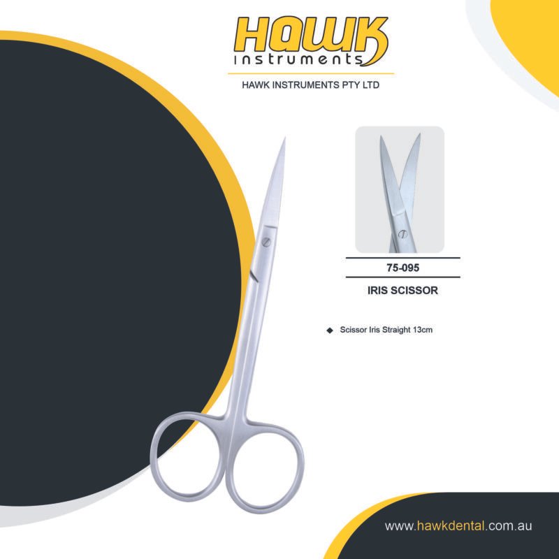 Hawk Dental Iris Dissecting Straight Scissors 13cm Australia